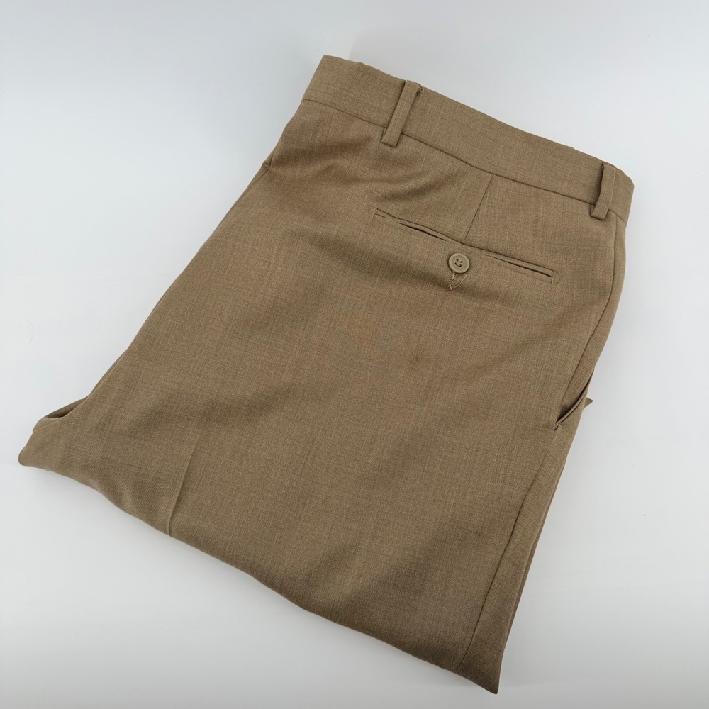 Santorelli Luxury Serge Pleated Wool Dress Pants Made in Italy 36x30 Tan Brown